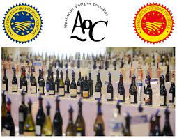 Représentation de la multitude d'appellation pour les vins en France avec AOP AOC et IGP pour les nationales (sans compter les appellations concernant les pratiques biologiques, agroécologiques...)